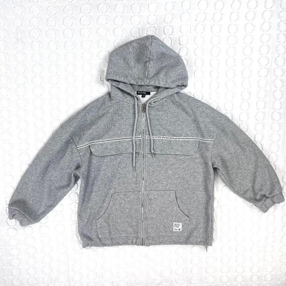 Jecci Five Grey Zip Up Hoodie with Reflective Stripe Women Size Small - Picture 1 of 10